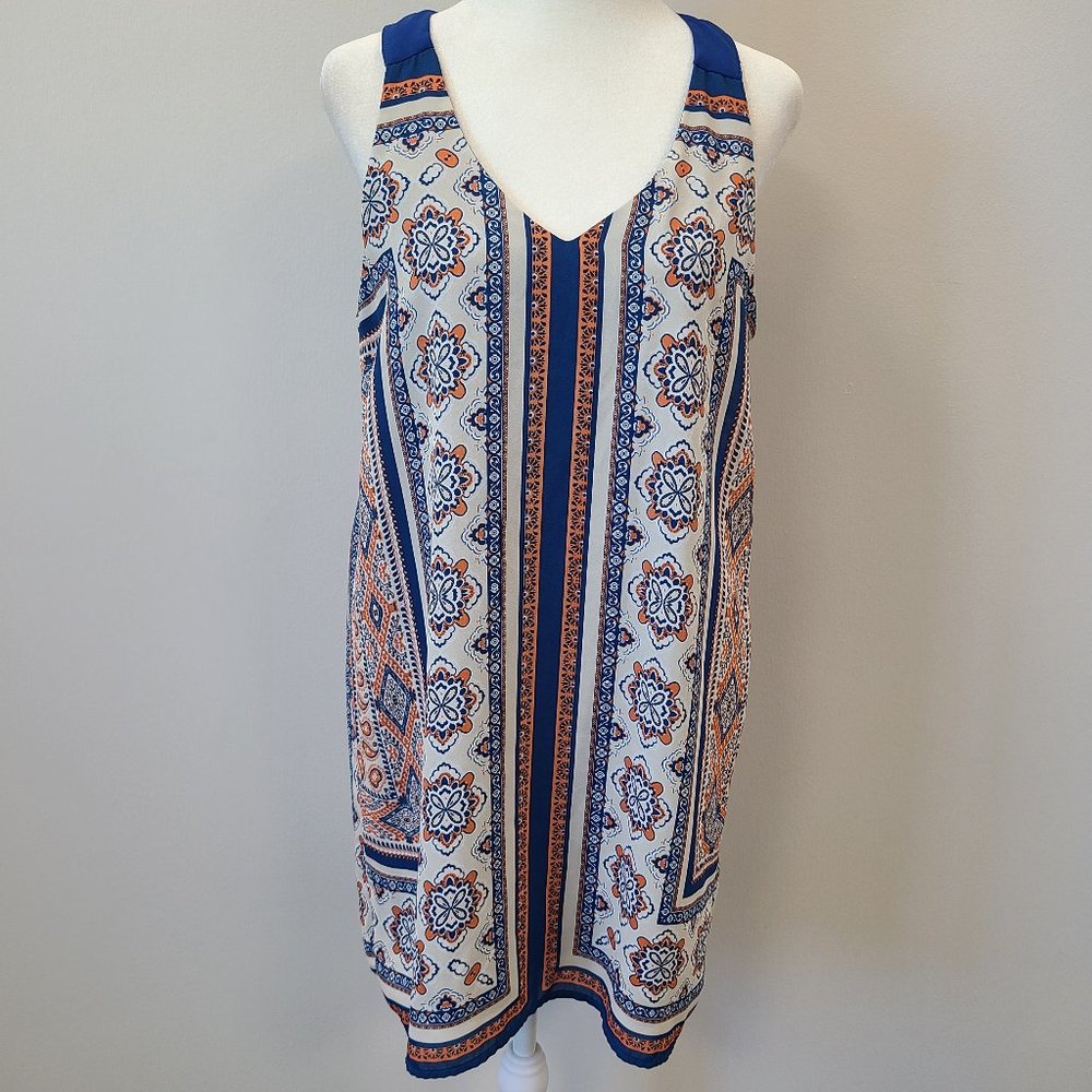 Monteau Blue and Orange Bohemian Dress